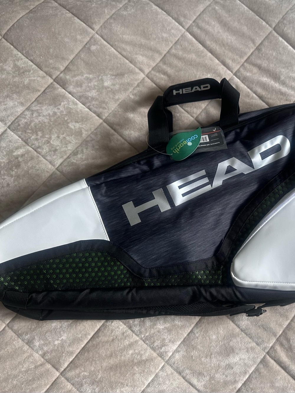 HEAD Black White and Green Tennis Racket Bag
